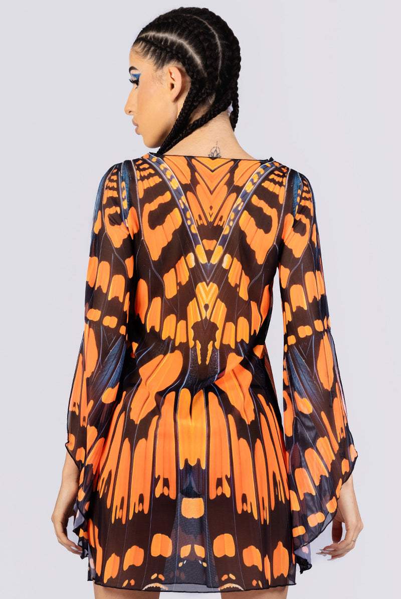 monarch-butterfly-mesh-slit-mini-dress-back-view