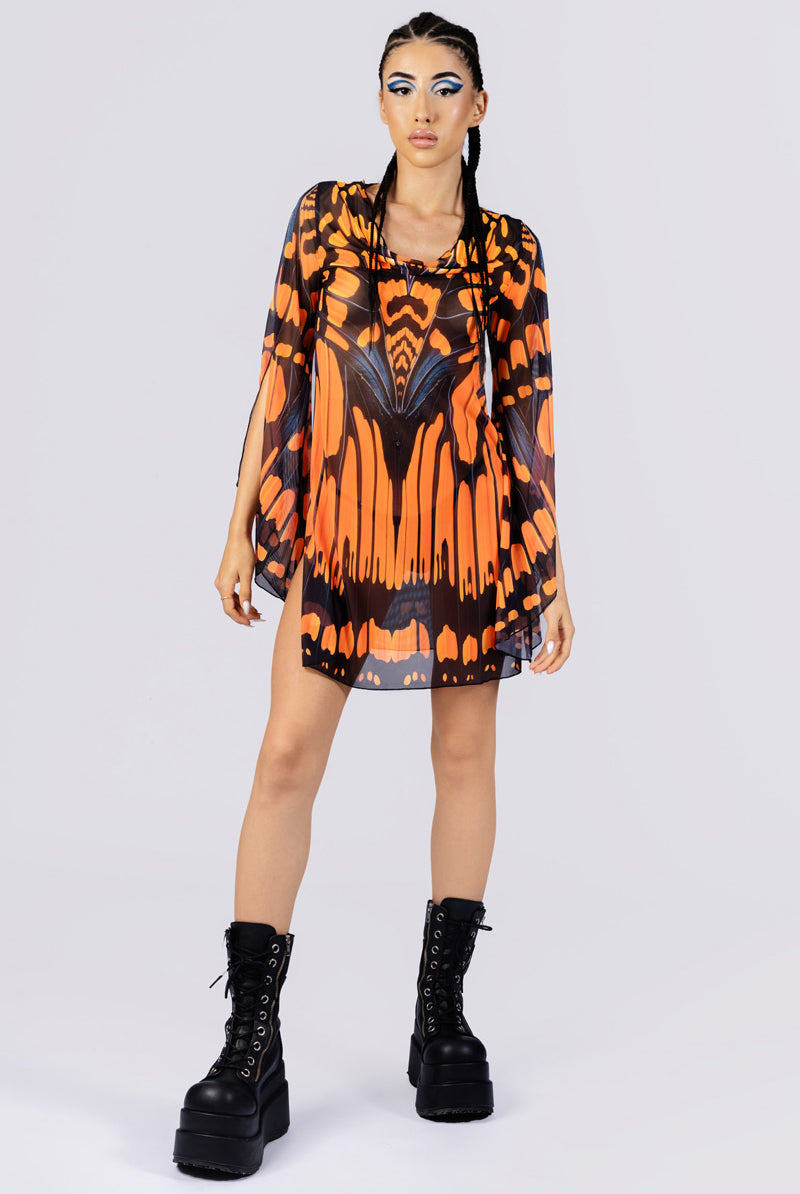 monarch-butterfly-mesh-slit-mini-dress-front-view