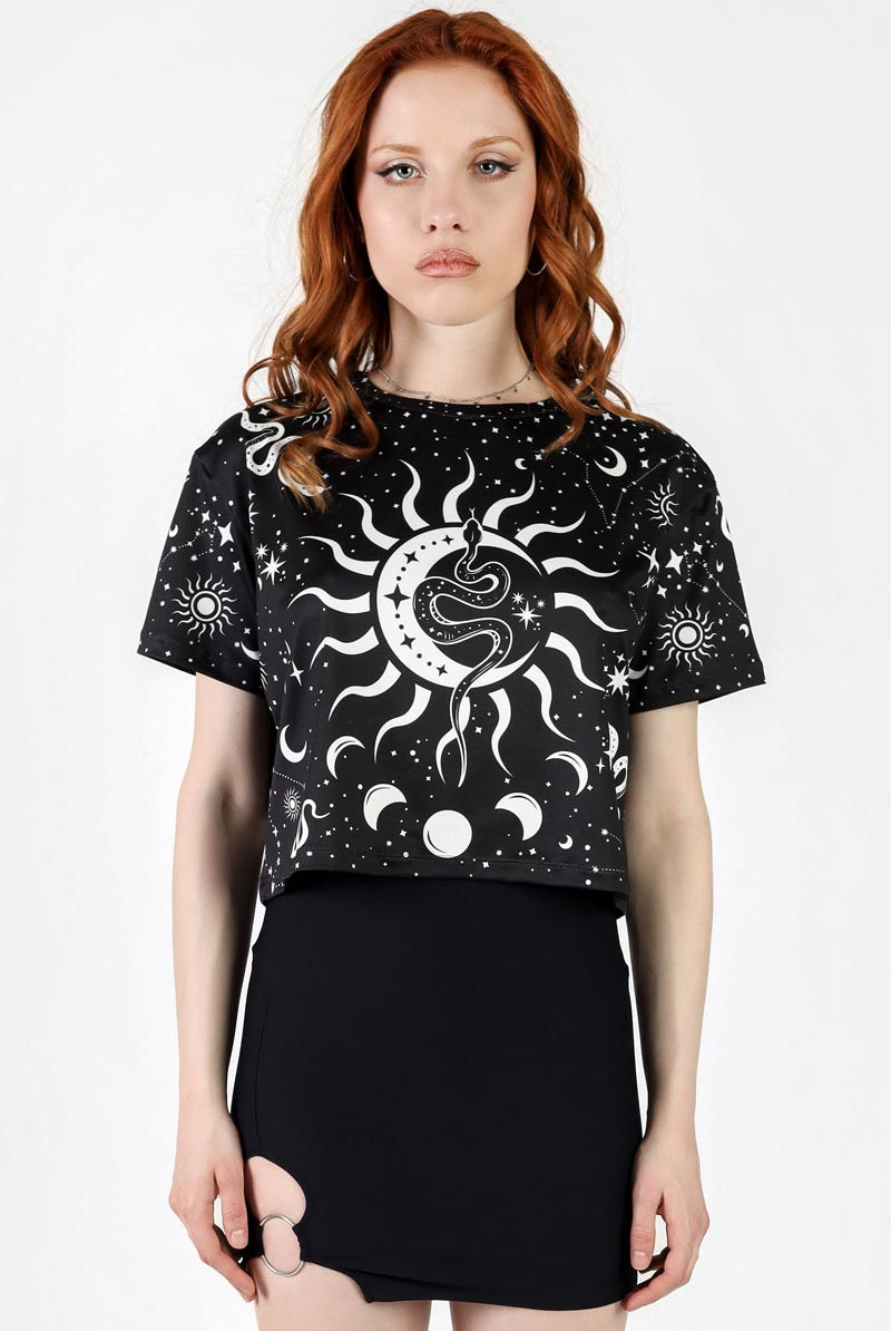 Moon Whispers Cropped Tee Front View