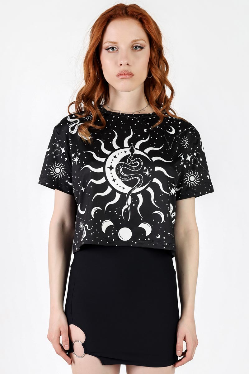 Moon Whispers Cropped Tee Front View