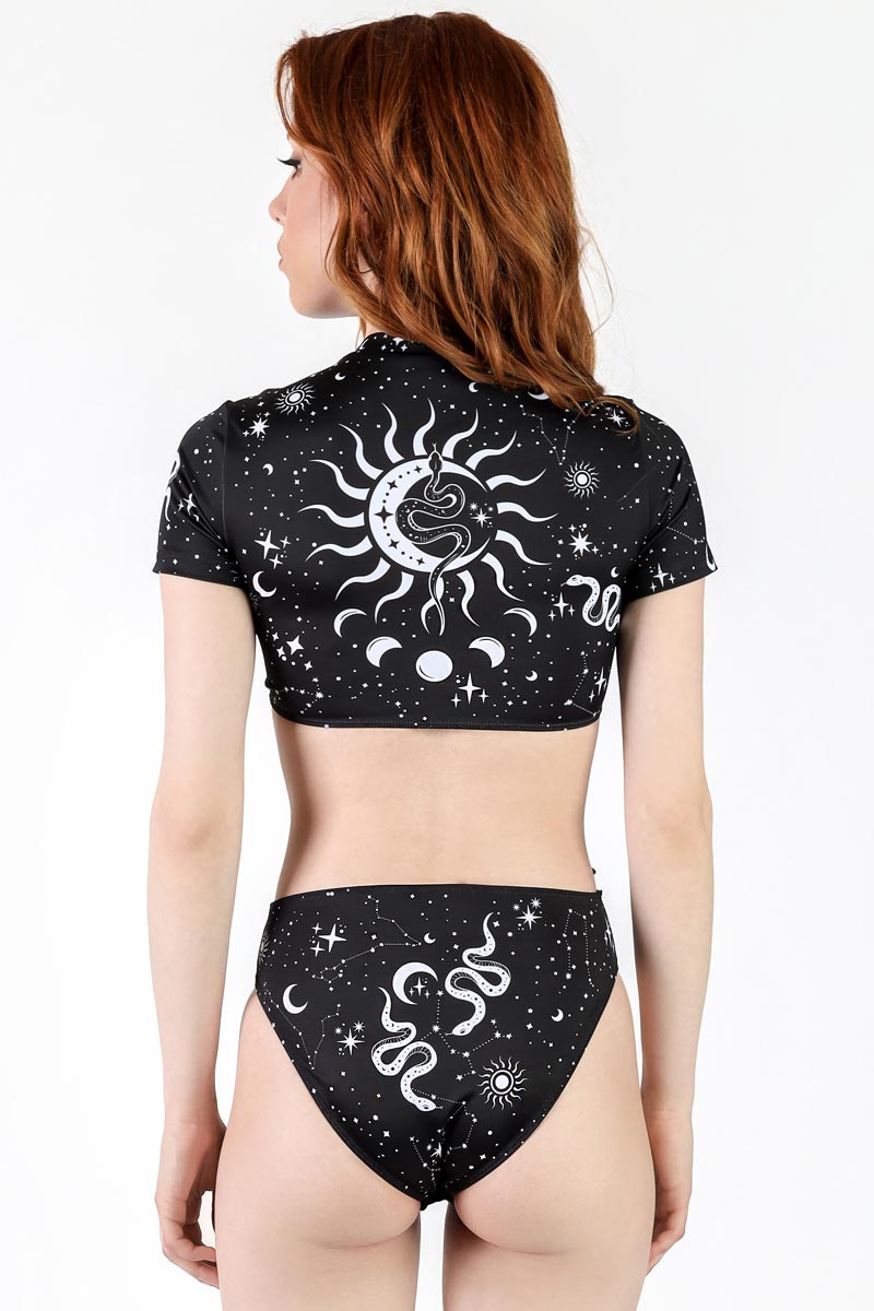 Moon Whispers Knot Front Cut Out Bodysuit Back View