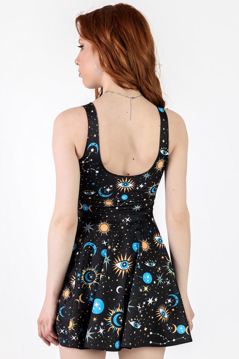Moonlight Esoterica Cut Out Skater Dress Back View