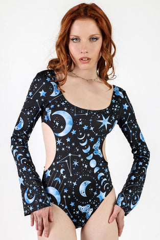 Rave Outfit Moonlight Mystique Side Cut Out Bodysuit Front View