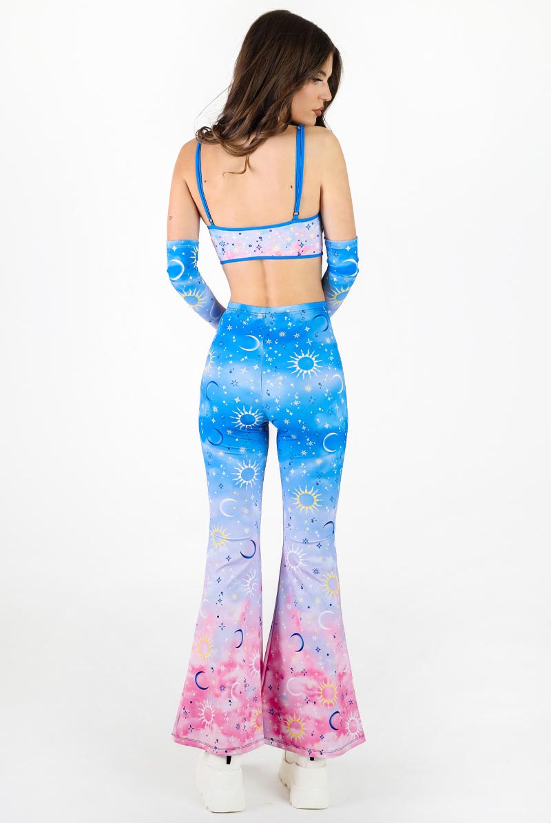 Morning Moon High Waisted Bell Bottoms Pants Back View