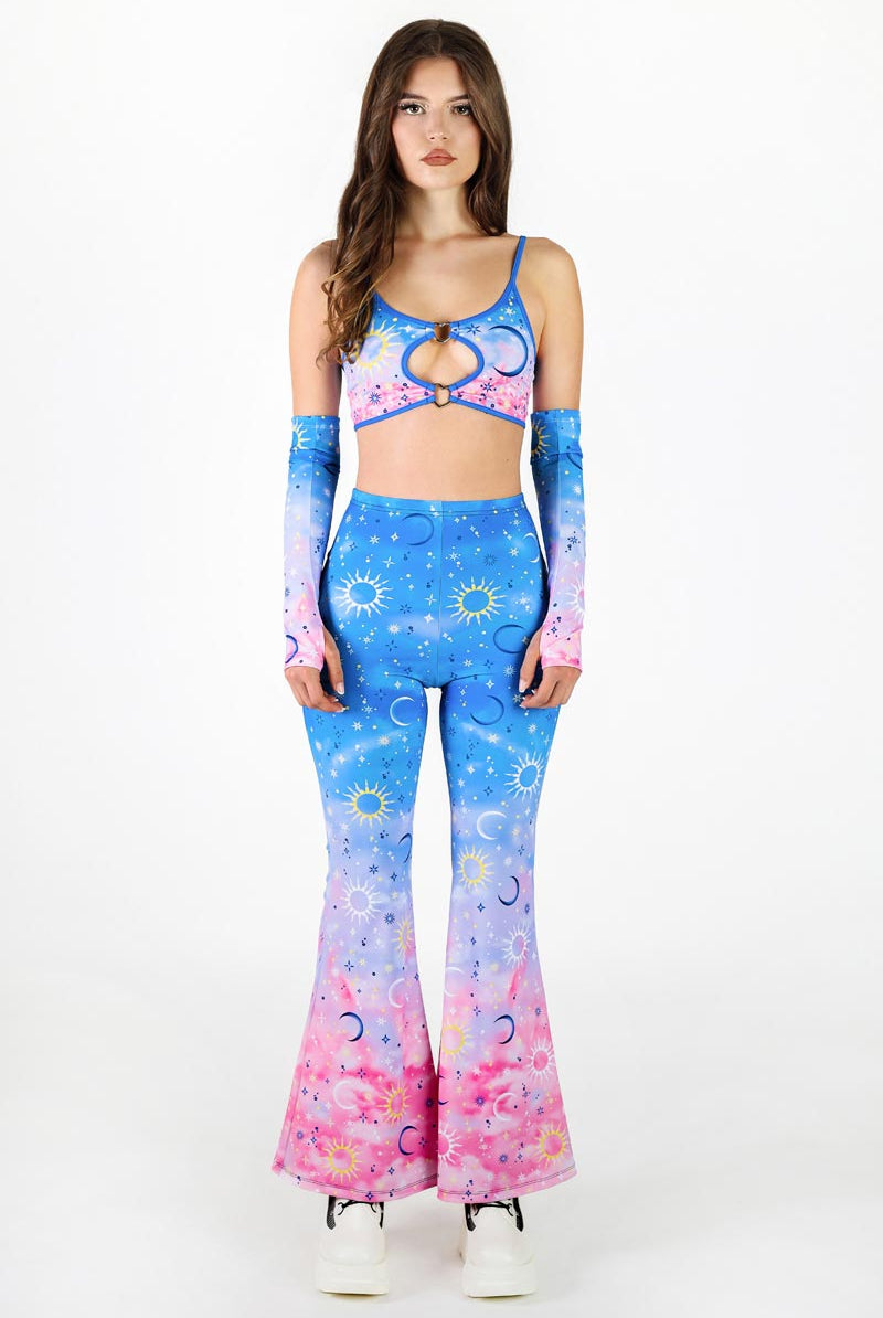 Morning Moon High Waisted Bell Bottoms Pants Front View