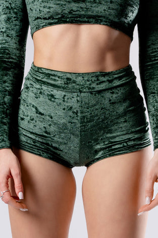 Rave Outfit Moss Babe High Cut Shorts Close Front View