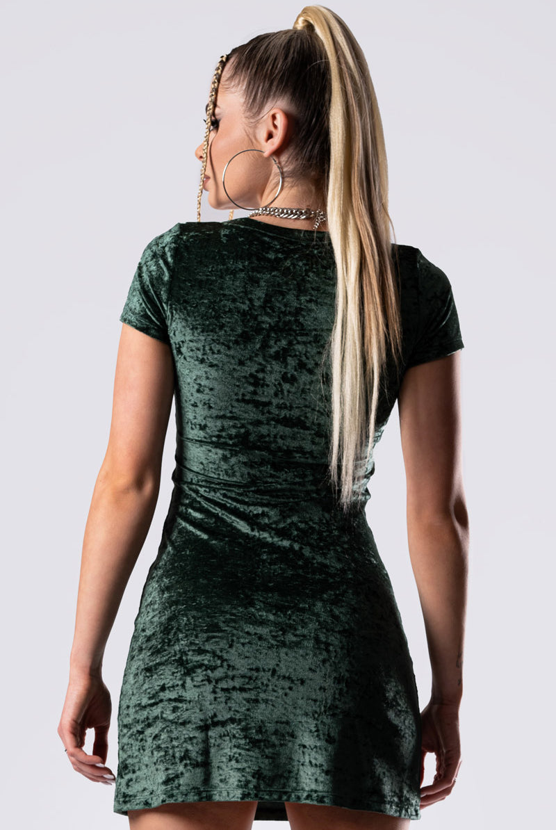Moss Babe Short Sleeve Bodycon Dress - Green Velvet Moss Babe Short Sleeve Bodycon Dress - Green Velvet