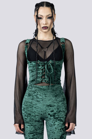 Moss Babe Underbust Corset Close Up Goth Clothing