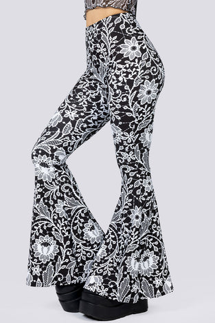 Mourning Spell Flare Pants Close Up Goth Clothing