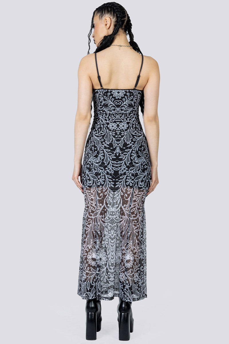 Mourning Spell Mesh Maxi Dress Back Gothic Clothes