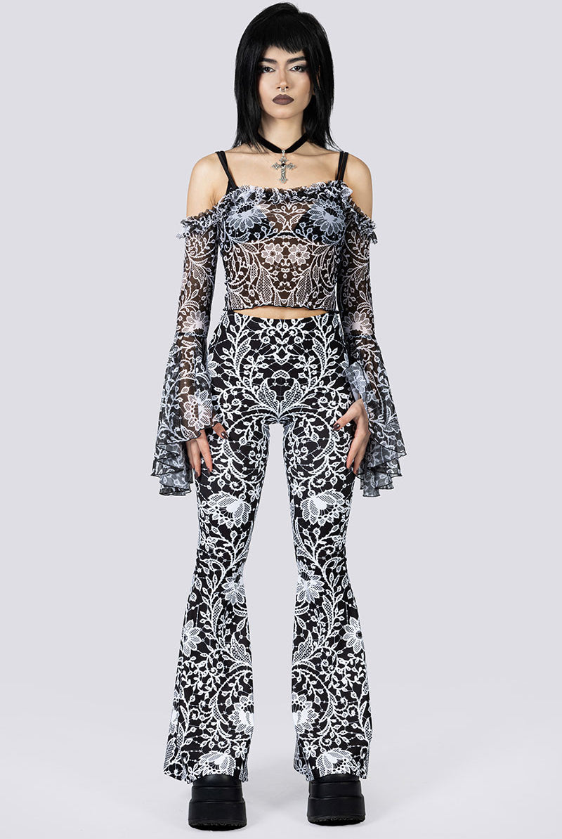 Mourning Spell Sheer Off Shoulder Top Front Gothic Outfits