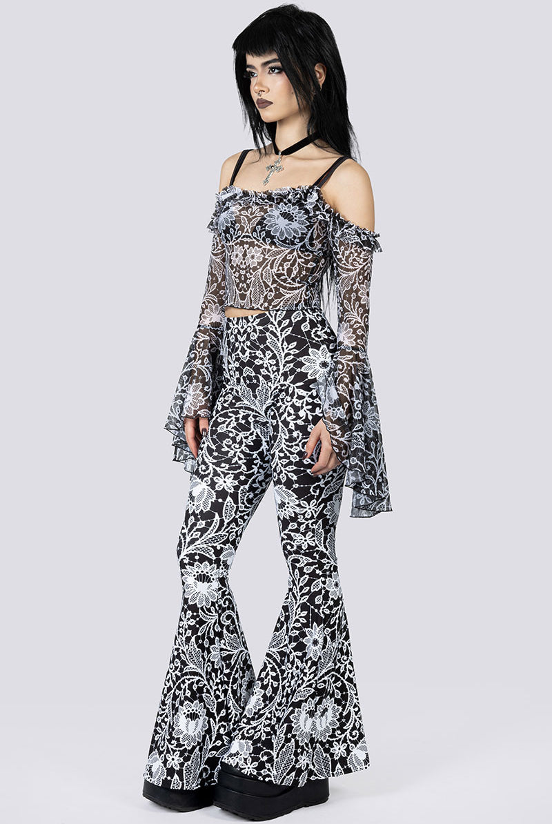 Mourning Spell Sheer Off Shoulder Top Side Gothic Clothes