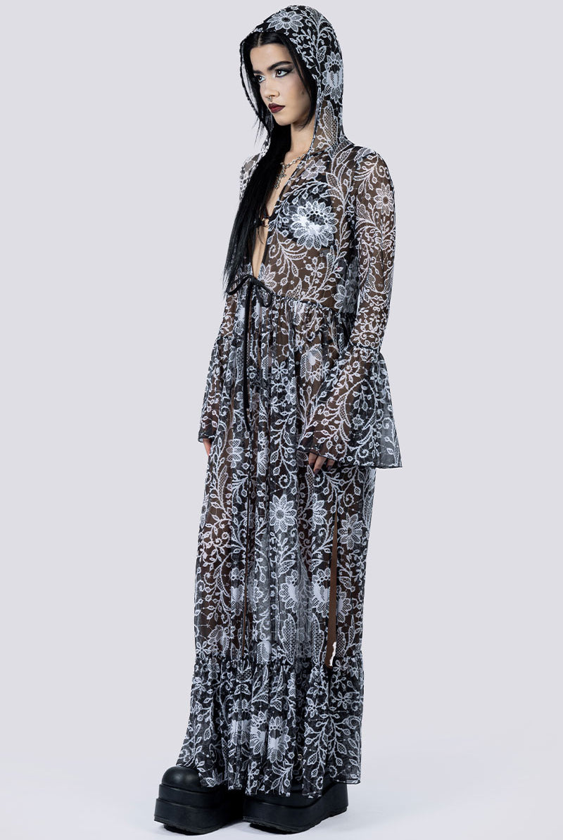 Mourning Spell Sheer Robe Side Goth Wear