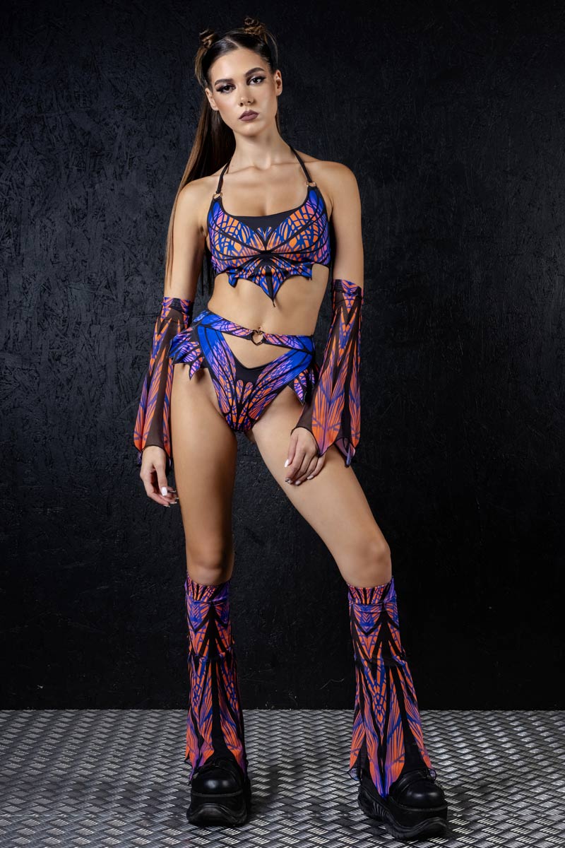 mystic-web-cut-out-ruffle-shorts-front-view