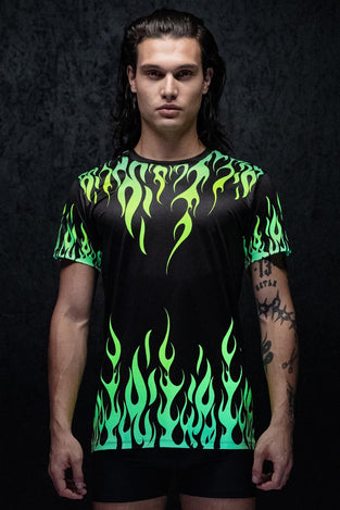 Neon Fire Dance Male Tee UV Front View