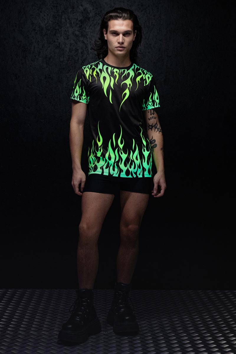 Neon Fire Dance Male Tee UV Full View