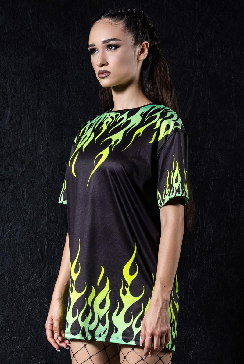 black and green t shirt dress Topshop Oversized premium Short Sleeve T-Shirt Dress in Green