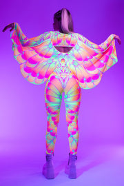 Neon Metamorph Keyhole Winged Catsuit