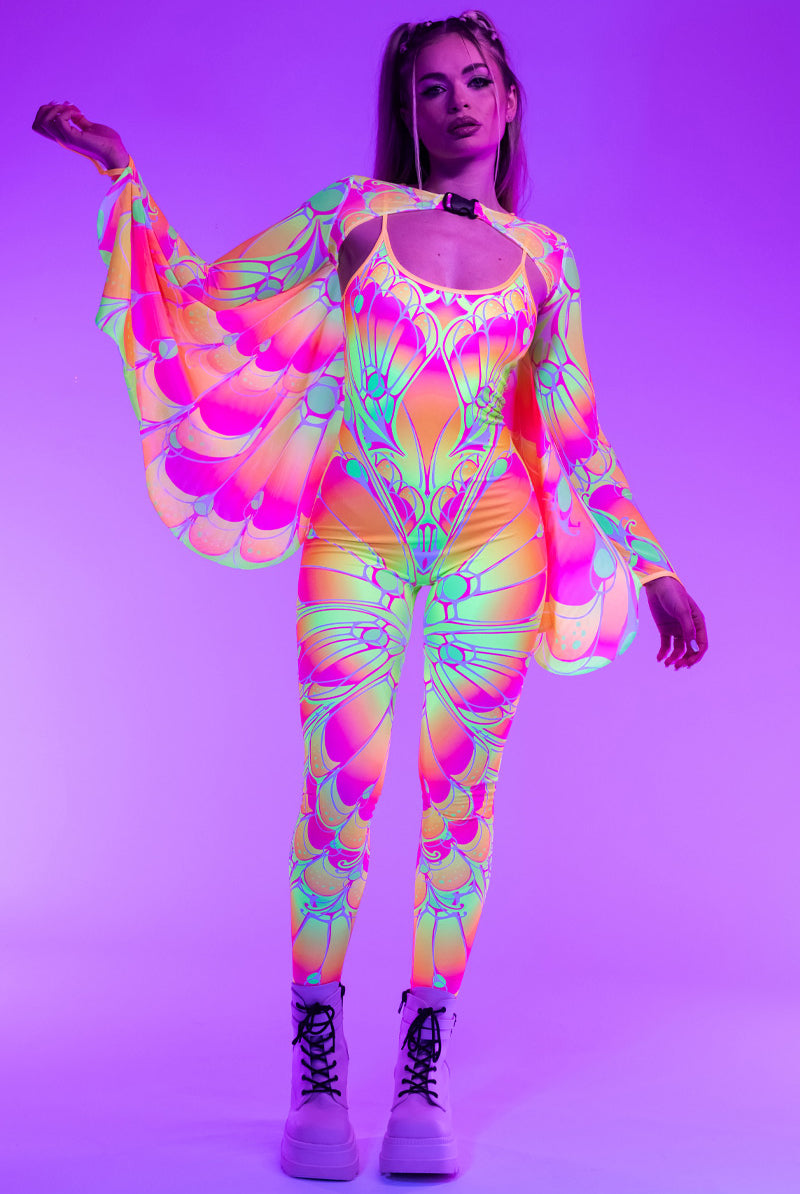 neon-moth-sleeveless-catsuit-with-straps-front-view-uv