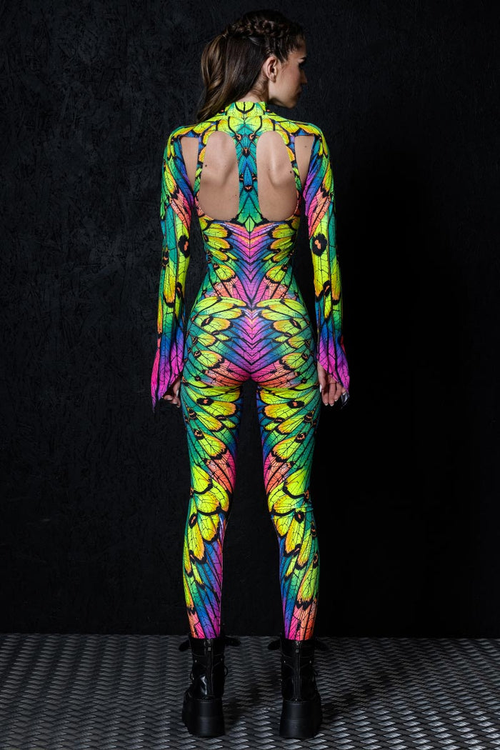 Rave Outfit Neon Nymph Cut Out Costume Back View
