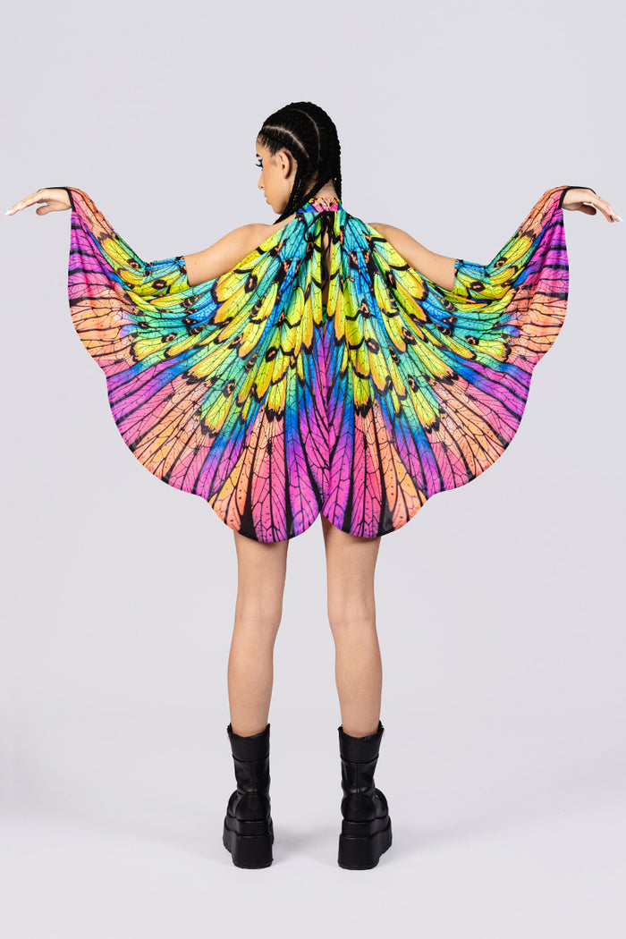 Rave Outfit Neon Nymph High Waisted Shorts Set Back View