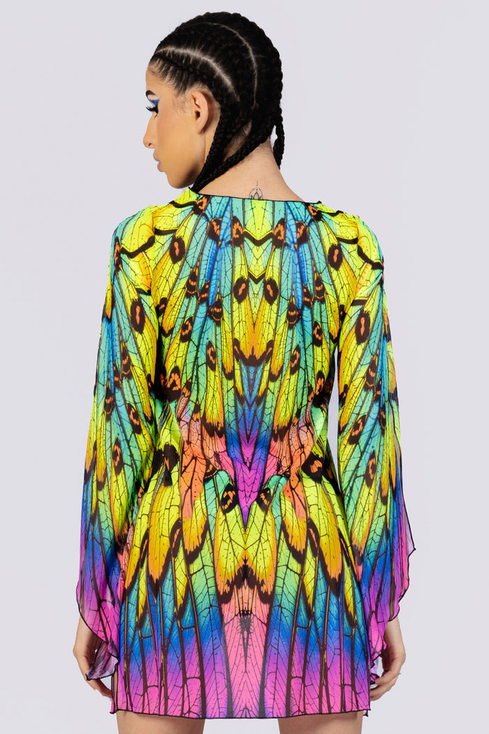 Neon Nymph Mesh Slit Mini Dress