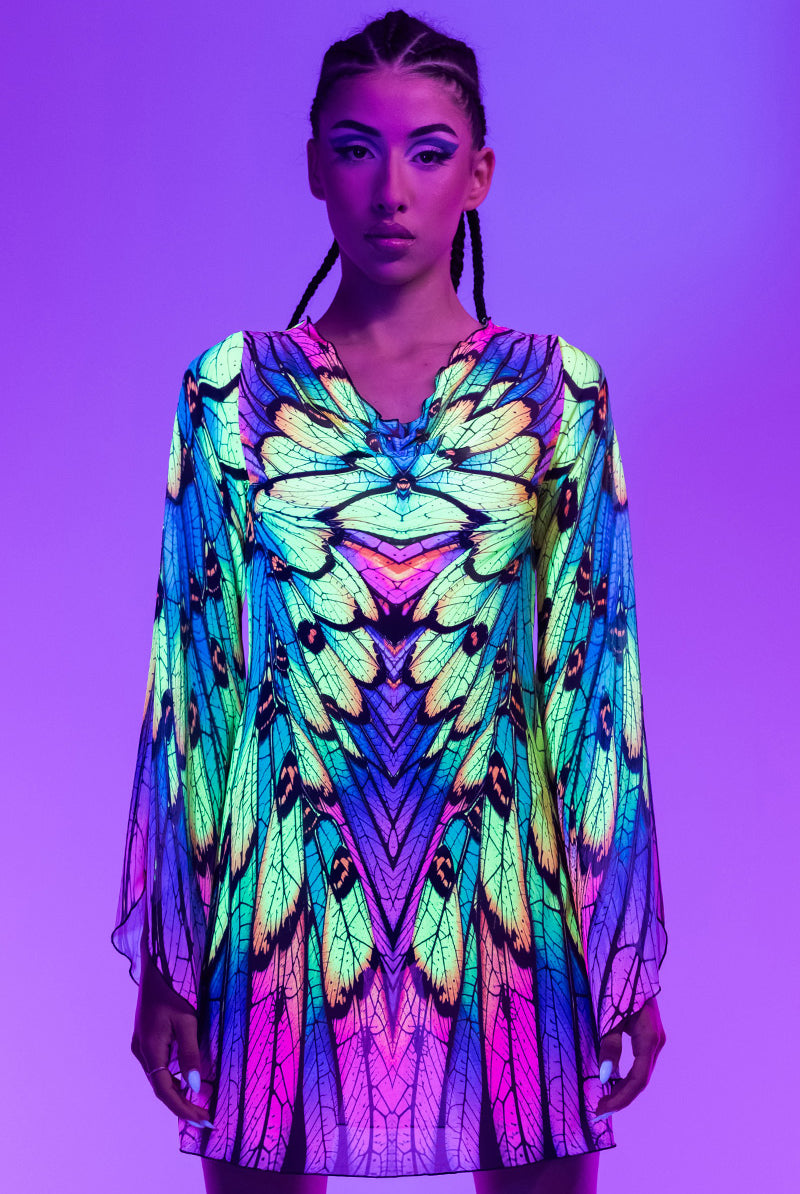 Neon Nymph Mesh Slit Mini Dress | Devil Walking Neon Nymph Mesh Slit Mini Dress | Devil Walking
