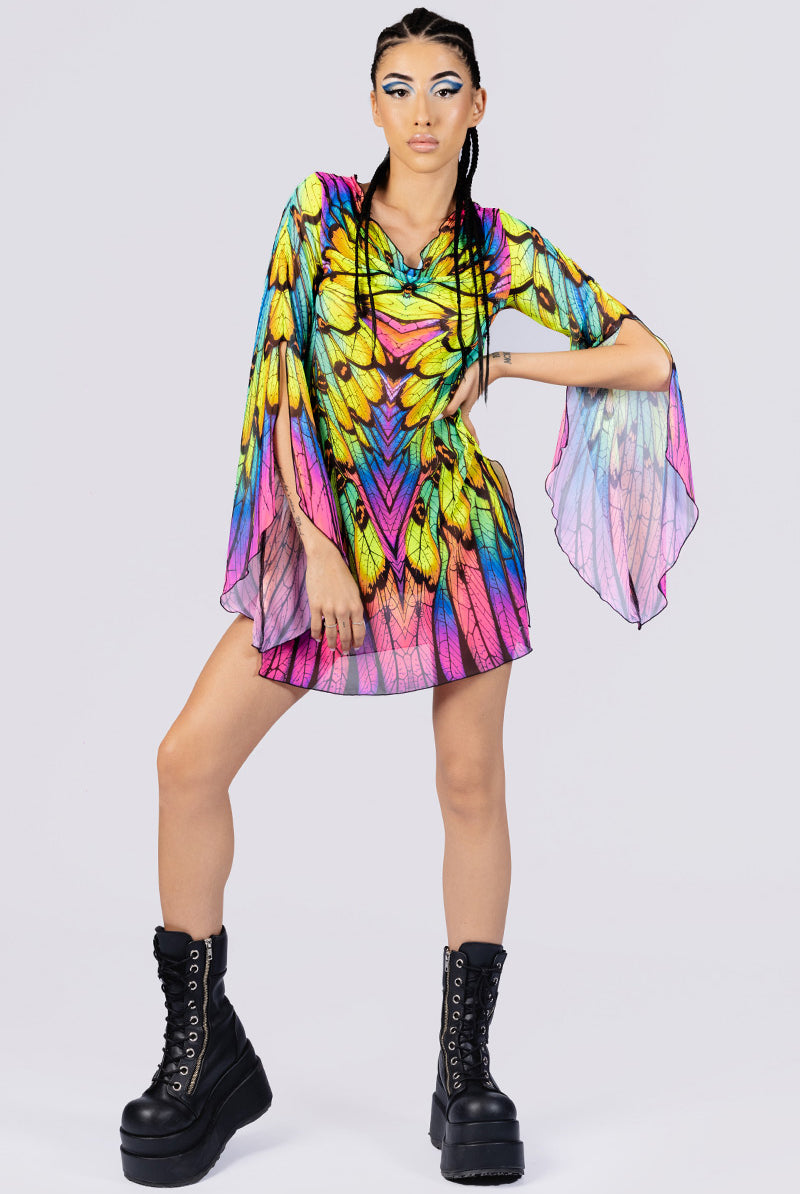 Neon Nymph Mesh Slit Mini Dress | Devil Walking Neon Nymph Mesh Slit Mini Dress | Devil Walking