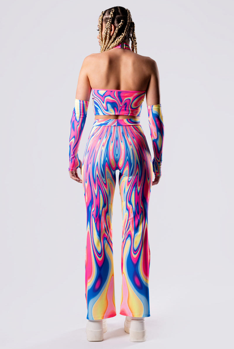 Neon Sweetness Cut Out Belt Flare Pants Set - Rave Outfit | Devil Walking Neon Sweetness Cut Out Belt Flare Pants Set - Rave Outfit | Devil Walking