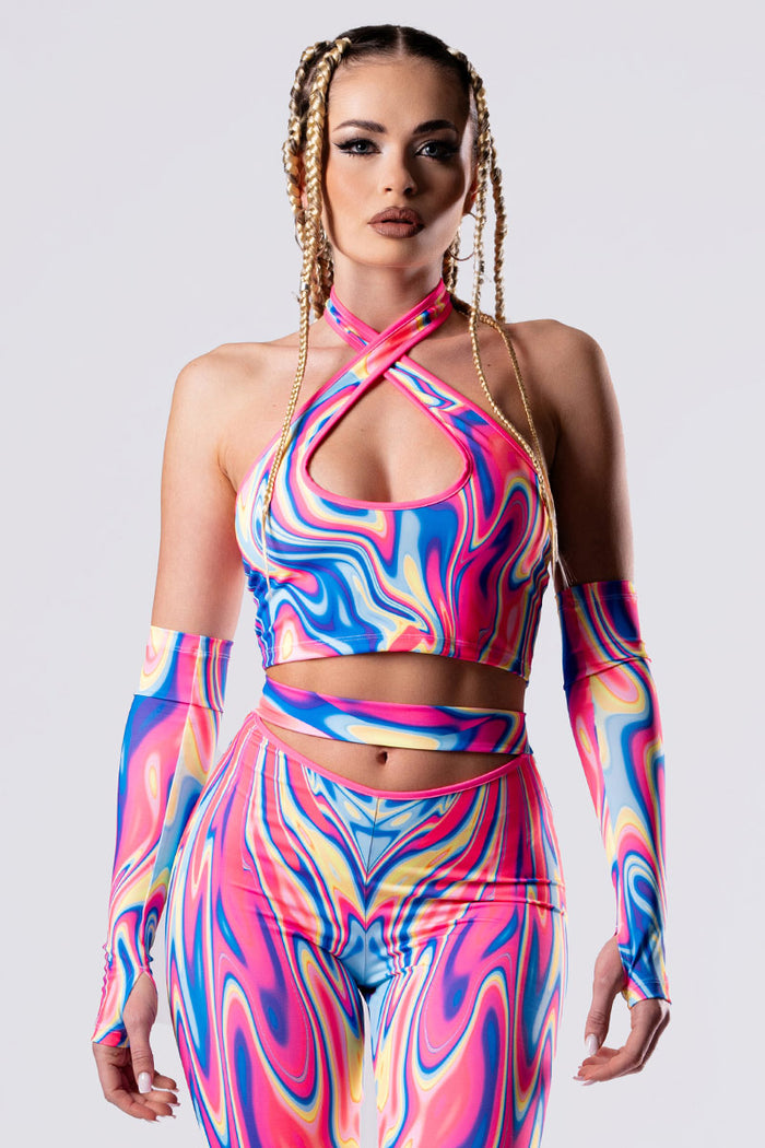 Rave Outfit Neon Sweetness Pants Set Close Front View