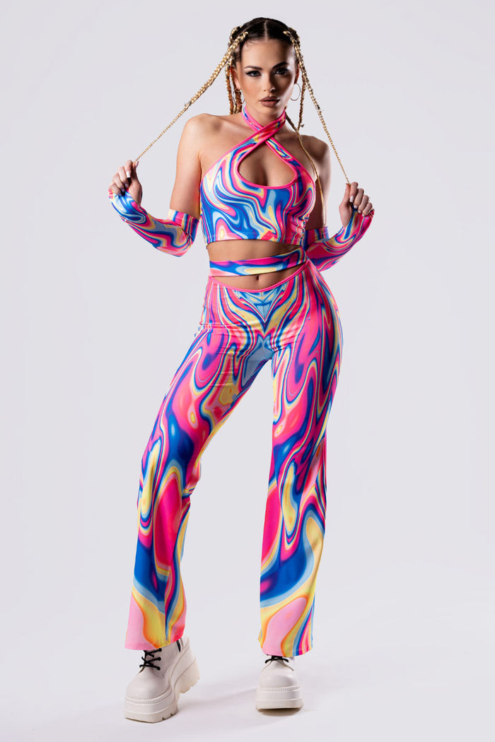 Rave Outfit Neon Sweetness Pants Set Front View