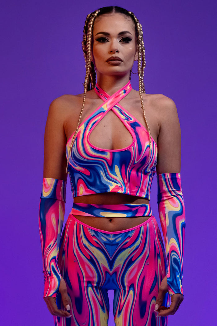 Rave Outfit Neon Sweetness Pants Set Uv Close Front View