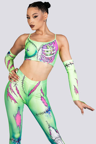 Neon Zombie Spaghetti Strap Crop Top Halloween Style