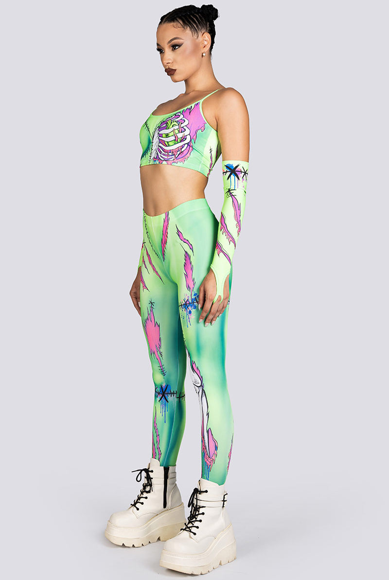 Neon Zombie Spaghetti Strap Crop Top Halloween Clothes