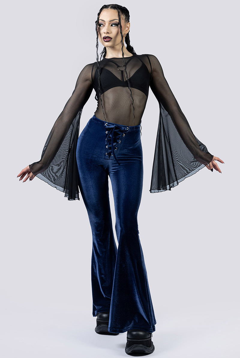 Nightfall Lace Up Flare Pants Goth Fashion