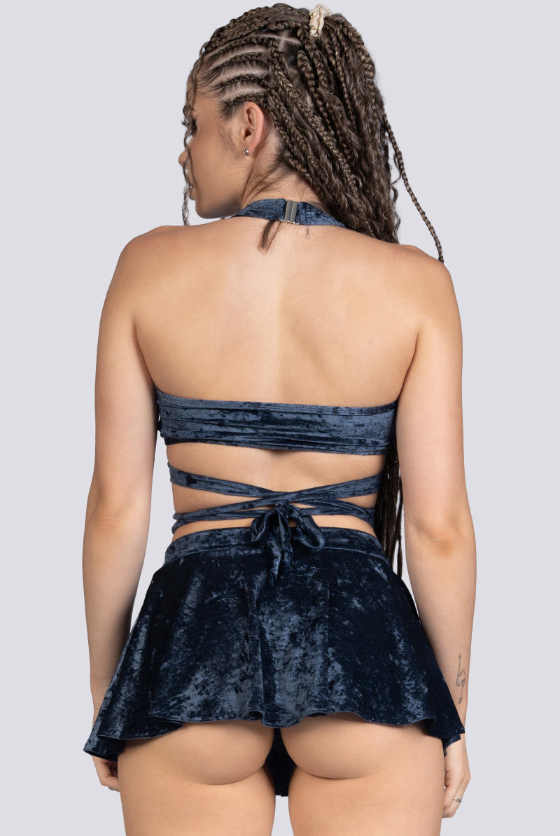 Nightshade Mini Skirt - Blue Velvet Exotic Dancewear