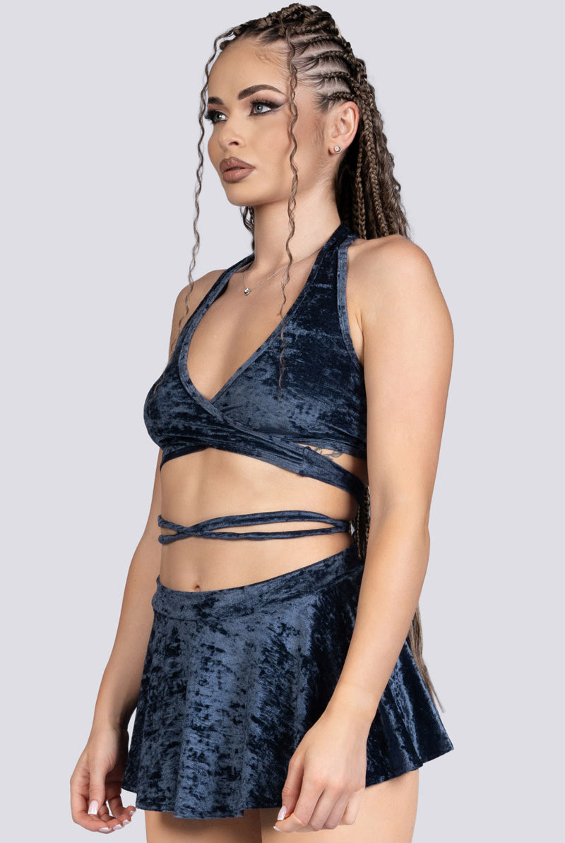 Nightshade Mini Skirt - Blue Velvet Stripper Wear