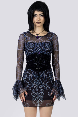 Obsidian Muse Corset Belt Front Goth Clothing