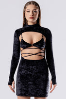 Obsidian Muse Open Front Dress - Black Velvet