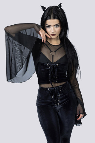 Obsidian Muse Underbust Corset Close Up Front Goth Clothing