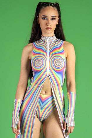 Rave Outfit Pastel Vision Cut Out Maxi Dress Close View