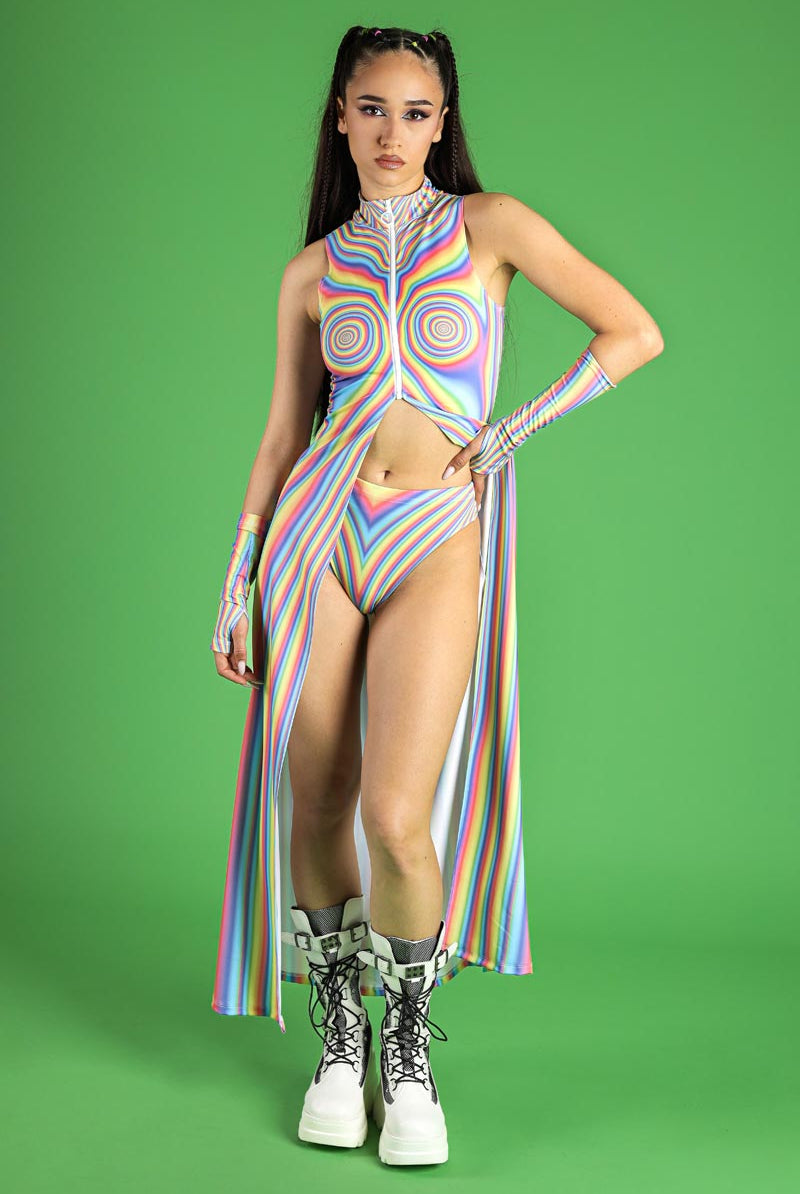 Pastel Vision Cut Out Maxi Rave Dress from Spandex Pastel Vision Cut Out Maxi Rave Dress from Spandex