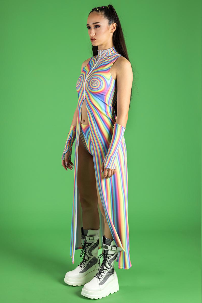 strapless open back dress Pastel Vision Cut Out Maxi Rave Dress from Spandex