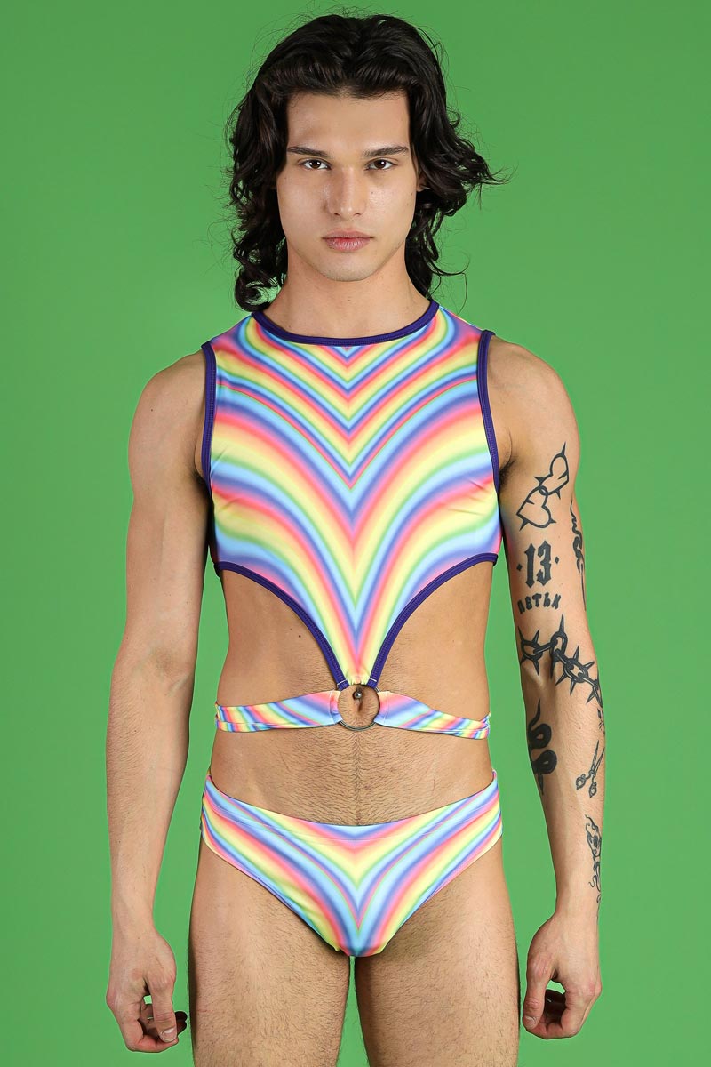 Pastel Vision Men's O-Ring Cut Out Crop Top