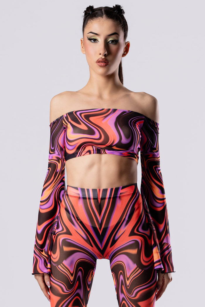 Rave Outfit Peach Blush Leggings Set Close Front View