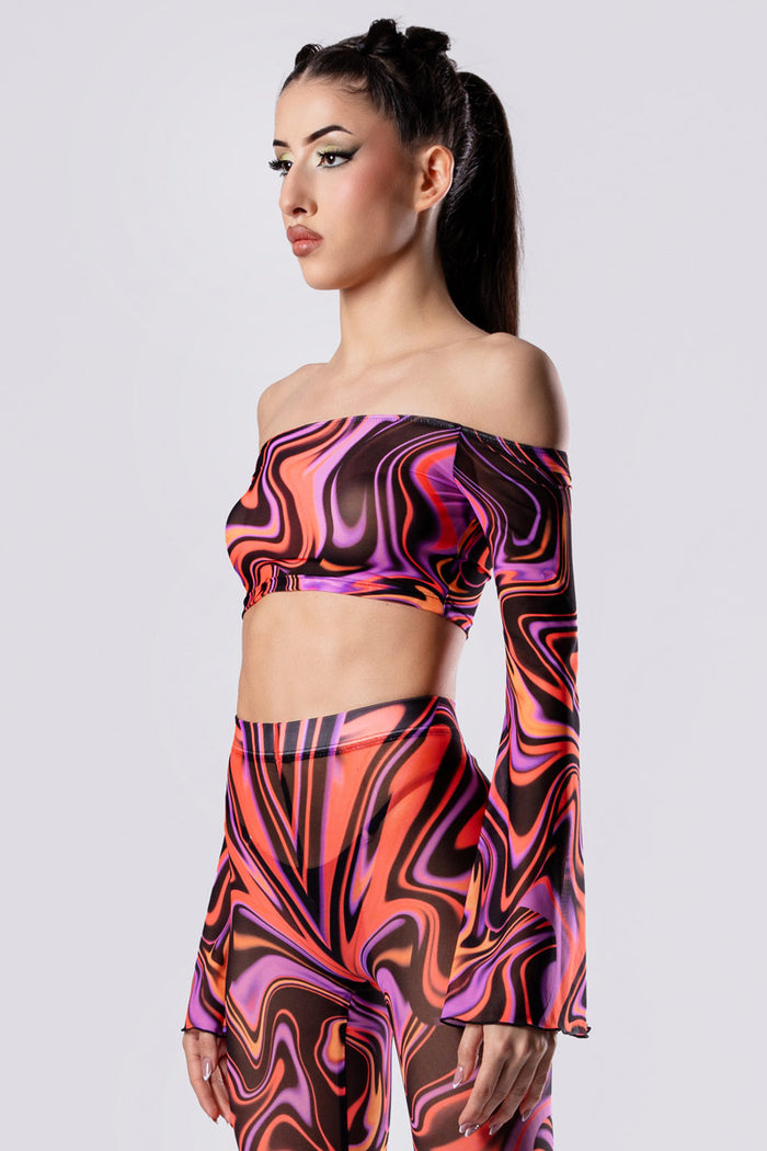 Rave Outfit Peach Blush Leggings Set Close Side View