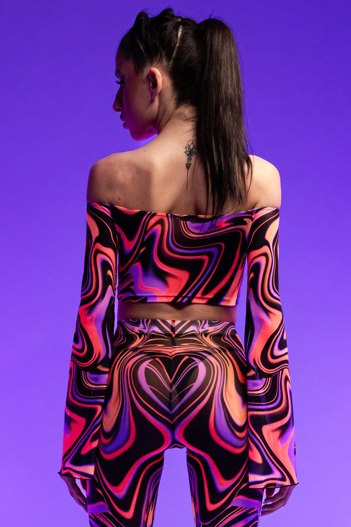 Rave Outfit Peach Blush Leggings Set Uv Close Back View