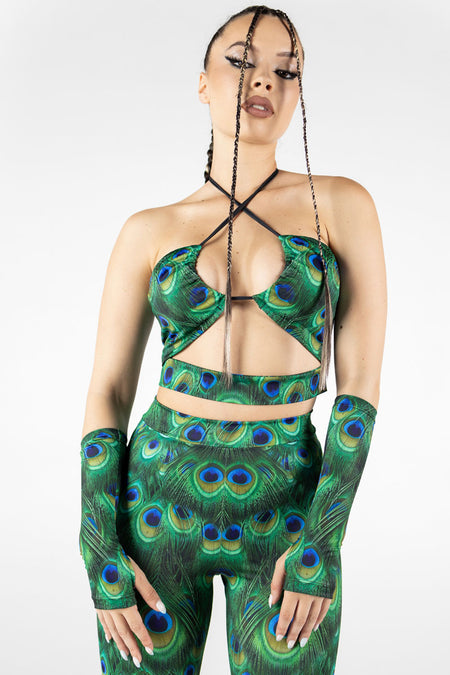 Rave Outfit Peacock Bell Bottoms Set Side View