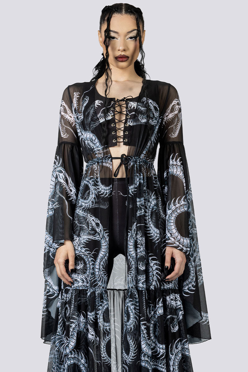 Phantom Serpent Sheer Duster Close Up Goth Clothing