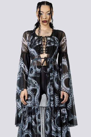 Phantom Serpent Sheer Duster Close Up Goth Clothing
